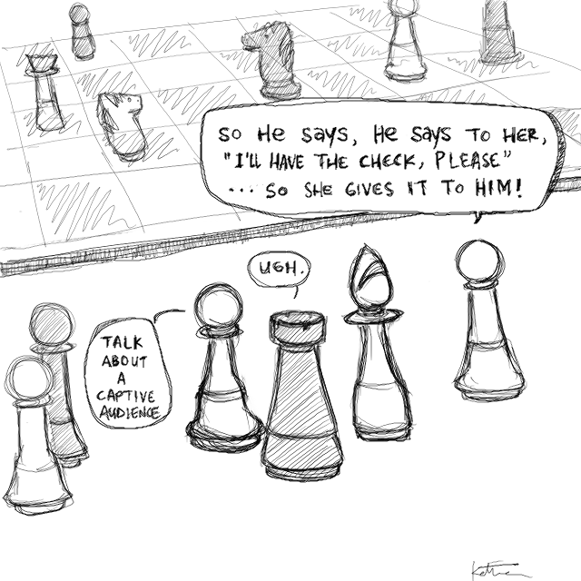 So the Aussie says, Oi, I'll have the check, mate.