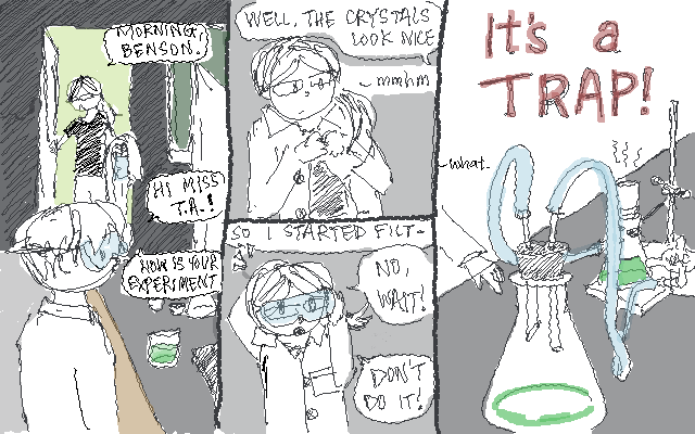 one badly-drawn vacuum filtration trap, coming right up